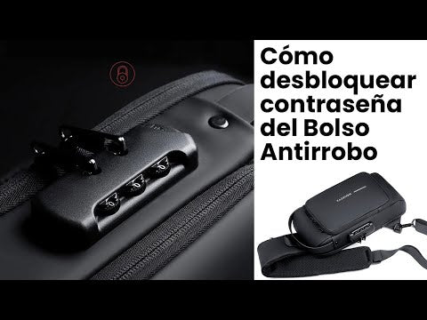 BOLSO MANOS LIBRES ANTIROBO, CARGA USB, IMPERMEABLE